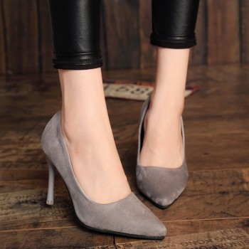 2017 HOT Women Shoes Pointed Toe Pumps Suede Leisure Dress Shoes High Heels Boat Wedding tenis feminino 10cm