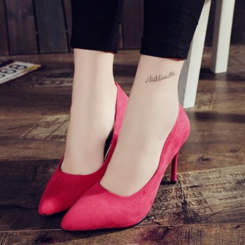 2017 HOT Women Shoes Pointed Toe Pumps Suede Leisure Dress Shoes High Heels Boat Wedding tenis feminino 10cm