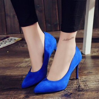 2017 HOT Women Shoes Pointed Toe Pumps Suede Leisure Dress Shoes High Heels Boat Wedding tenis feminino 10cm
