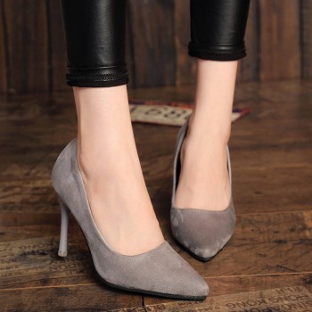 2017 HOT Women Shoes Pointed Toe Pumps Suede Leisure Dress Shoes High Heels Boat Wedding tenis feminino 10cm