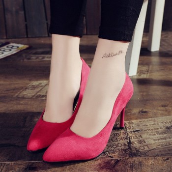 2017 HOT Women Shoes Pointed Toe Pumps Suede Leisure Dress Shoes High Heels Boat Wedding tenis feminino 10cm