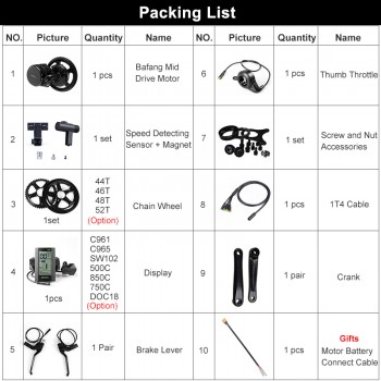 36V 500W Bafang/8fun BBS02B Mid Crank Drive Motor E-bike Kit APT LCD Display Geared Motor Eletric Bicycle Conversion Kit 36V500W
