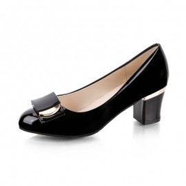 Plus Size Woman Dress Shoes OL Office Lady Shoes Patent Leather High Heels Women Shoes Square Heeled Pumps Ladies Shoes 67H42