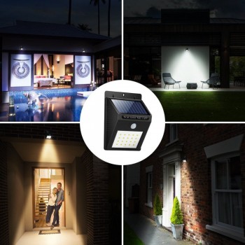 20 LED Solar Power PIR Motion Sensor Wall Light IP65 Waterproof Garden Lamp Light Light Outdoor Pathway Sense Rechargeable 3