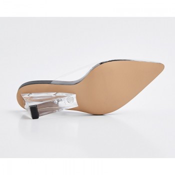 Kcenid Women pumps sandals clear crystal transparent wedge heel pumps fashion summer pointed toe party ladies shoes size 33-41