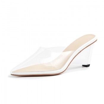 Kcenid Women pumps sandals clear crystal transparent wedge heel pumps fashion summer pointed toe party ladies shoes size 33-41