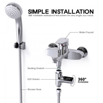 LED Display Fahrenheit Home Water Shower Thermometer Flow Self-Generating Electricity Water Temperture Meter