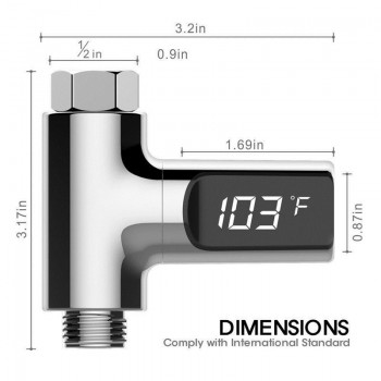 LED Display Fahrenheit Home Water Shower Thermometer Flow Self-Generating Electricity Water Temperture Meter
