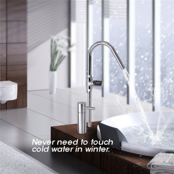 LED Display Fahrenheit Home Water Shower Thermometer Flow Self-Generating Electricity Water Temperture Meter