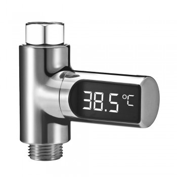 LED Display Fahrenheit Home Water Shower Thermometer Flow Self-Generating Electricity Water Temperture Meter