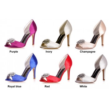 Creativesugarsatin Dorsay crystal rhinestone charm open toe woman shoes watercolor bridal wedding party evening dress pumps red
