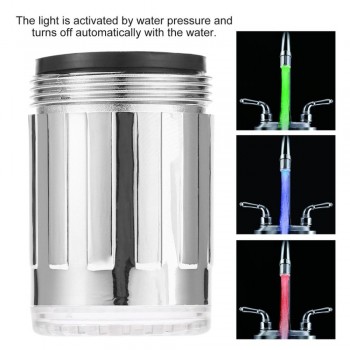 3 Color LED Light Change Faucet Shower Water Tap Temperature Sensor No Battery Water Faucet Glow Shower Left Screw