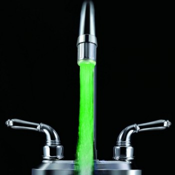 3 Color LED Light Change Faucet Shower Water Tap Temperature Sensor No Battery Water Faucet Glow Shower Left Screw