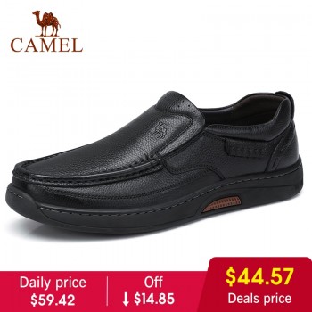 CAMEL New Comfortable Genuine Leather Men Shoes Male Formal Business Loafers Mens Leather Casual Shoes Zapatos Mocasin Hombre