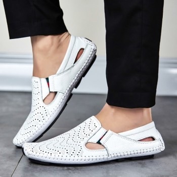Men Fashion Leather Sandals Plus Size 45 46 47 Casual Slip-on Summer Shoes 5 Colors Size 38-47