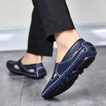 Men Fashion Leather Sandals Plus Size 45 46 47 Casual Slip-on Summer Shoes 5 Colors Size 38-47