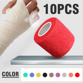 10pcs Security Protection Waterproof Self-adhesive Cshesive Bandages Elastic Wrap First Aid Sports Body Gauze Vet Medical Tape