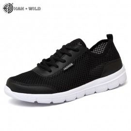 2018 Men Shoes Summer Sneakers Breathable Casual Shoes Couple Lover Fashion  Lace up Mens Mesh Flats Shoe Big Plus Size