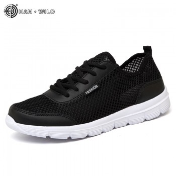 2018 Men Shoes Summer Sneakers Breathable Casual Shoes Couple Lover Fashion  Lace up Mens Mesh Flats Shoe Big Plus Size