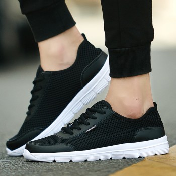 2018 Men Shoes Summer Sneakers Breathable Casual Shoes Couple Lover Fashion  Lace up Mens Mesh Flats Shoe Big Plus Size