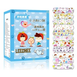 Lovely 100PCS Waterproof Breathable Cute Cartoon Band Aid Hemostasis Adhesive Bandages First Aid Emergency Kit For Kids Children
