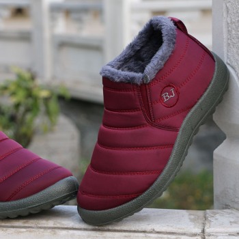 Merkmak New Fashion Men Winter Shoes Solid Color Snow Boots Plush Inside Bottom Keep Warm Waterproof Ski Boots Size 35 - 47