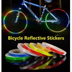1pcs Bicycle Motorcycle Reflective Stickers Cycling Reflective Tape Wheel Rim Tape Fluorescent Safety Waterproof  1cm*8m