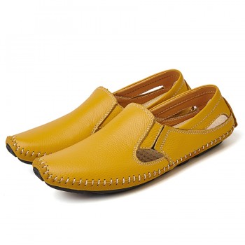 Men Leather Driving Shoes Plus Size 45 46 47 Casual Slip-on Summer Shoes 5 Colors Size 38-47