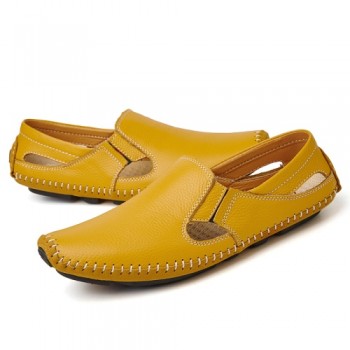 Men Leather Driving Shoes Plus Size 45 46 47 Casual Slip-on Summer Shoes 5 Colors Size 38-47