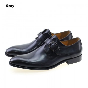 FELIX CHU European Style Handmade Genuine Leather Men Brown Monk Strap Formal Shoes Office Business Wedding Dress Loafer Shoes