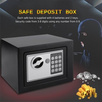4.6L Solid Steel Electronic Safe Box With Digital Keypad Lock Mini Lockable Jewelry Storage Case Safe Money Cash Storage Box