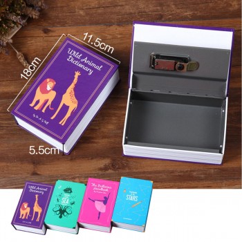 Metal Steel Storage Safe Box Dictionary Secret Book Piggy Bank Money Secret Security Locker Cash Jewellery With Key Lock