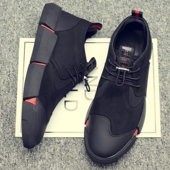 NEW Brand  High quality  all Black Mens leather casual shoes Fashion Breathable Sneakers  fashion flats   LG-11