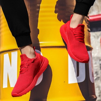 Sneakers Men 2019 Air Mesh Breathable Lace Up Solid Men Trainers Shoes Hot Sale Outdoor Walking Casual Shoes for Men