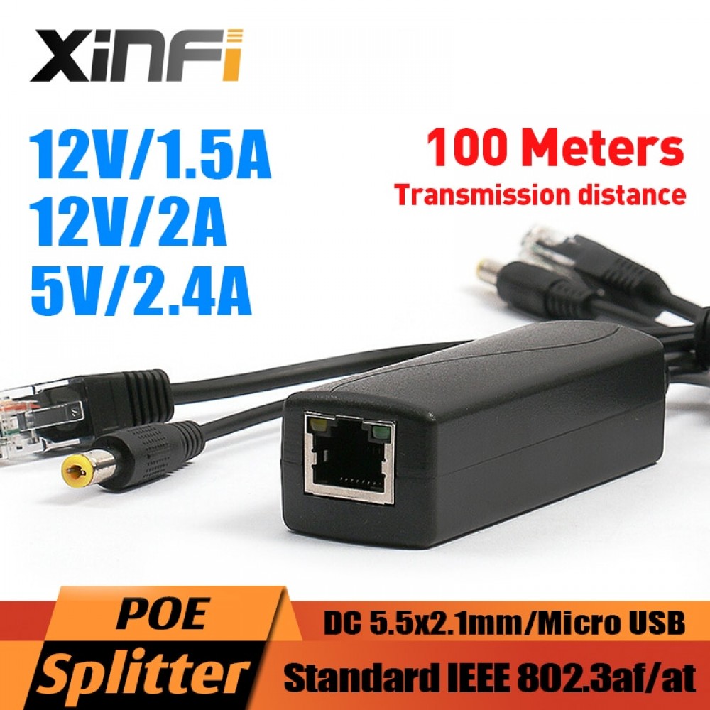 48V to 5V 12V Active Isolated PoE Splitter IEEE802.3af/at 12v Waterproof Gigabit poe splitter 5v Micro USB poe for Raspberry Pi