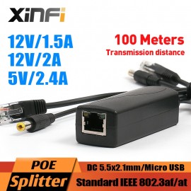 48V to 5V 12V Active Isolated PoE Splitter IEEE802.3af/at 12v Waterproof Gigabit poe splitter 5v Micro USB poe for Raspberry Pi