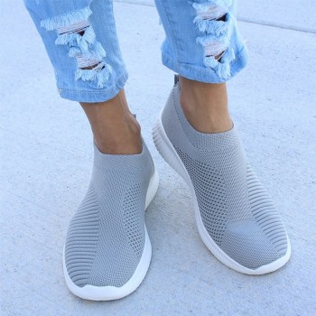 MCCKLE Plus Size Women Casual Knitting Sock Sneakers Stretch Flat Platform Fashion Ladies Slip On Shoes Female Leisure Footwear