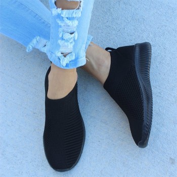 MCCKLE Plus Size Women Casual Knitting Sock Sneakers Stretch Flat Platform Fashion Ladies Slip On Shoes Female Leisure Footwear