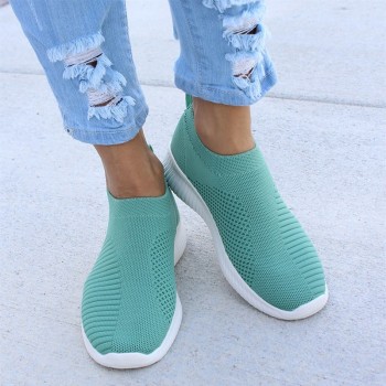 MCCKLE Plus Size Women Casual Knitting Sock Sneakers Stretch Flat Platform Fashion Ladies Slip On Shoes Female Leisure Footwear