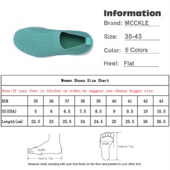 MCCKLE Plus Size Women Casual Knitting Sock Sneakers Stretch Flat Platform Fashion Ladies Slip On Shoes Female Leisure Footwear