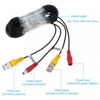 LOFAM 10M / 18.3M / 30M / 40M / 50M CCTV BNC Video Cable DC Power Copper Core Siamese Coaxial CCTV AHD Camera Cable Accessories