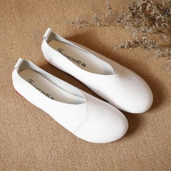Plus size Genuine Leather Flat Shoes Woman Handmade Leather Loafers Flexible Spring Casual shoes woman Flats zapatos mujer k20