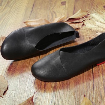 Plus size Genuine Leather Flat Shoes Woman Handmade Leather Loafers Flexible Spring Casual shoes woman Flats zapatos mujer k20