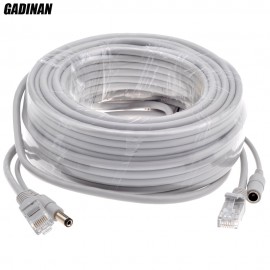 GADINAN 5M/10M/15M/20M/30M Optional Gray CAT5/CAT-5e Ethernet Cable RJ45 + DC Power CCTV Network Lan Cable For System IP Cameras