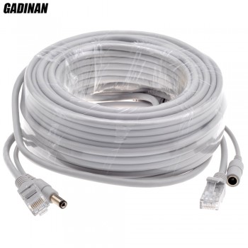 GADINAN 5M/10M/15M/20M/30M Optional Gray CAT5/CAT-5e Ethernet Cable RJ45 + DC Power CCTV Network Lan Cable For System IP Cameras