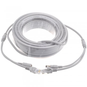 GADINAN 5M/10M/15M/20M/30M Optional Gray CAT5/CAT-5e Ethernet Cable RJ45 + DC Power CCTV Network Lan Cable For System IP Cameras