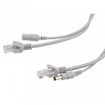 GADINAN 5M/10M/15M/20M/30M Optional Gray CAT5/CAT-5e Ethernet Cable RJ45 + DC Power CCTV Network Lan Cable For System IP Cameras