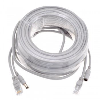 GADINAN 5M/10M/15M/20M/30M Optional Gray CAT5/CAT-5e Ethernet Cable RJ45 + DC Power CCTV Network Lan Cable For System IP Cameras