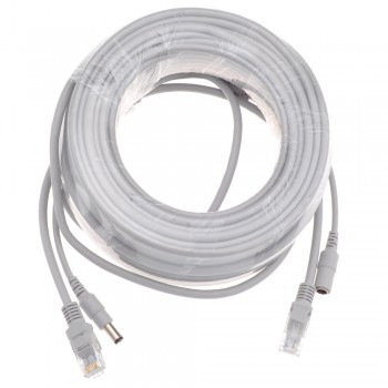 GADINAN 5M/10M/15M/20M/30M Optional Gray CAT5/CAT-5e Ethernet Cable RJ45 + DC Power CCTV Network Lan Cable For System IP Cameras