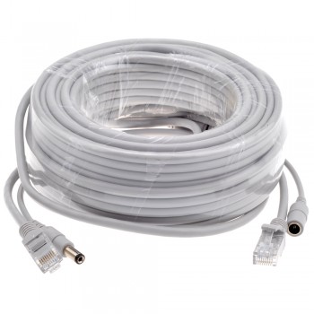 GADINAN 5M/10M/15M/20M/30M Optional Gray CAT5/CAT-5e Ethernet Cable RJ45 + DC Power CCTV Network Lan Cable For System IP Cameras